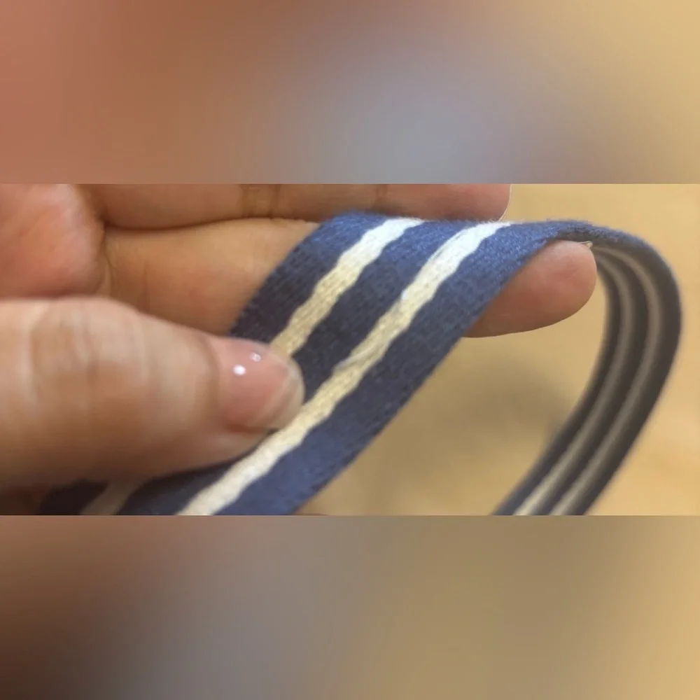 POLO Ralph Lauren Belt Boy Sz 7 Blue White Striped D-Ring Preppy Nautical
